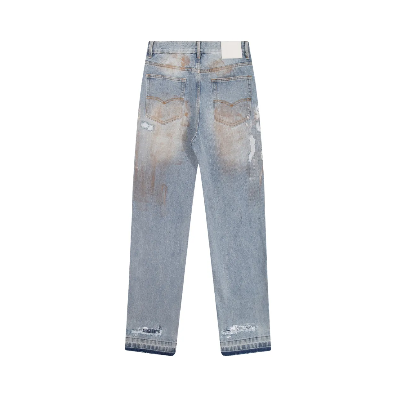 672#Gallery Dept New style distressed vintage dirty wind splashed paint holes pierced washed small straight legged jeans American high street casual trousers washed blue S～XL P250